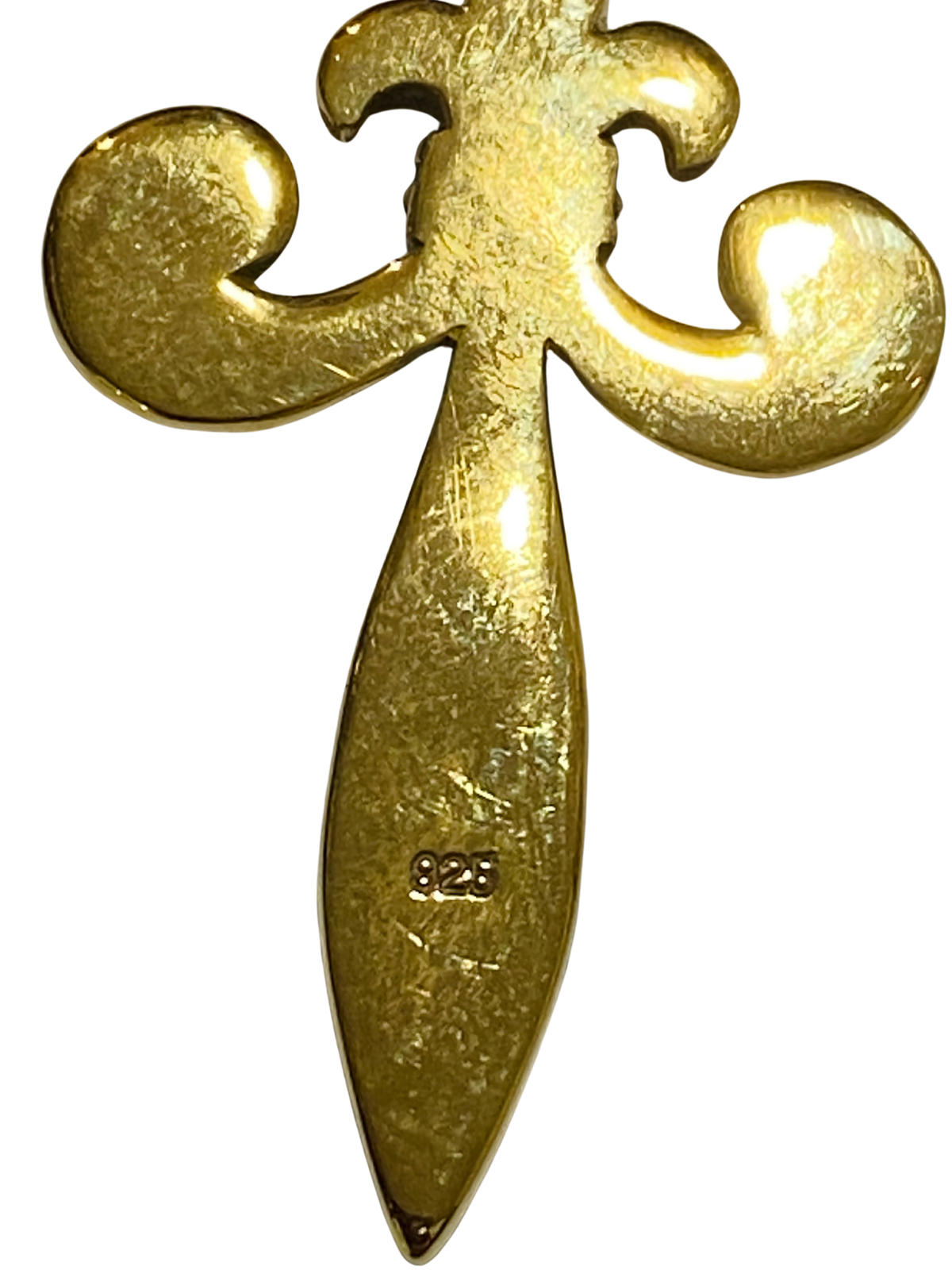 Sterling Silver Gold Plate Fleur-de-lis Pendant
