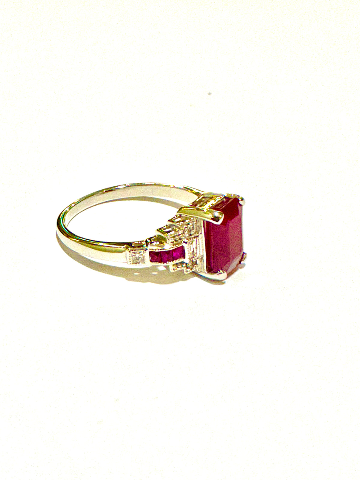 9ct White Gold Ruby and Diamond Ring
