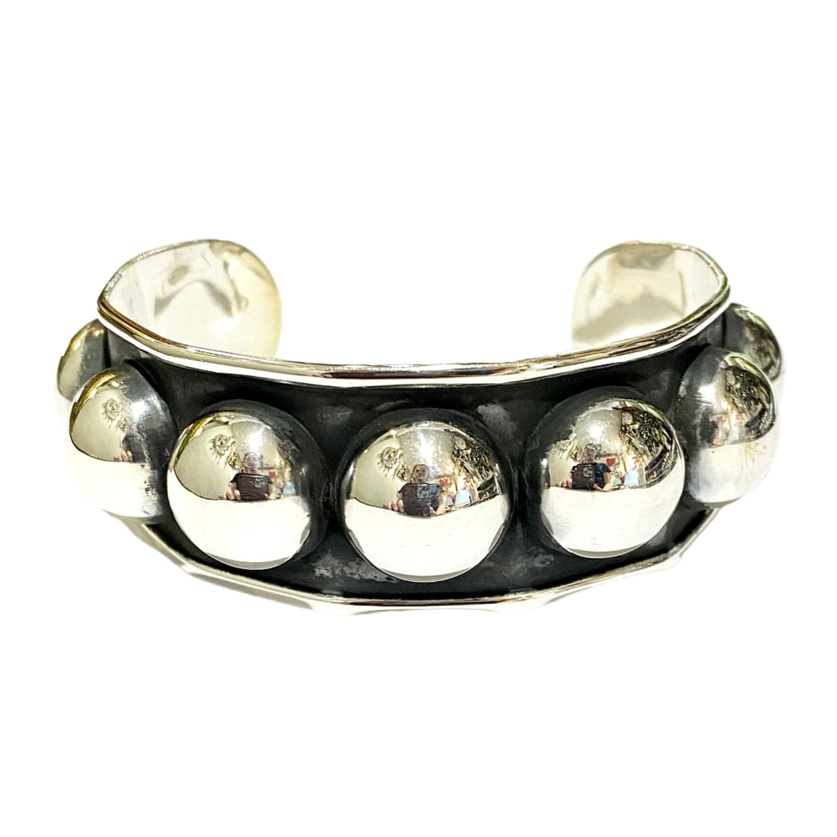 Sterling Silver Chunky Bauble Cuff Bracelet
