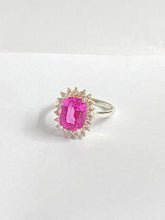 Sterling Silver Synthetic Pink Sapphire and QZ Ring