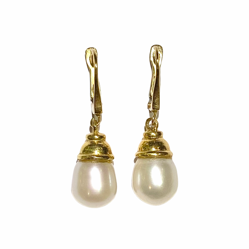 18ct Yellow Gold South Sea Pearl Drop Earrings