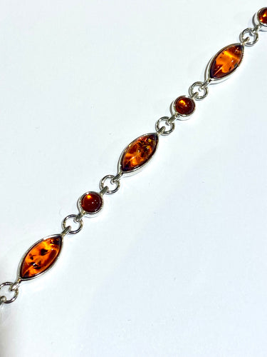 Sterling Silver Amber Bracelet – 210mm