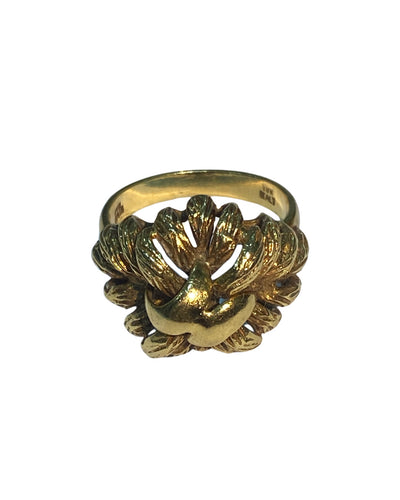 18ct Yellow Gold Modernist Fern Ring