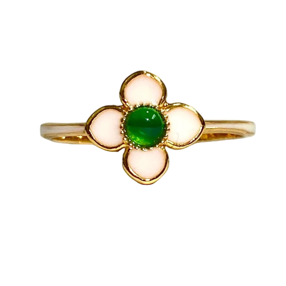 Sterling Silver Gold Plate Enamel Flower Ring