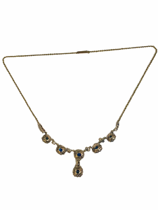 Antique 9ct White Gold Blue Sapphire Evening Set – Necklace, Earrings, Ring & Bracelet