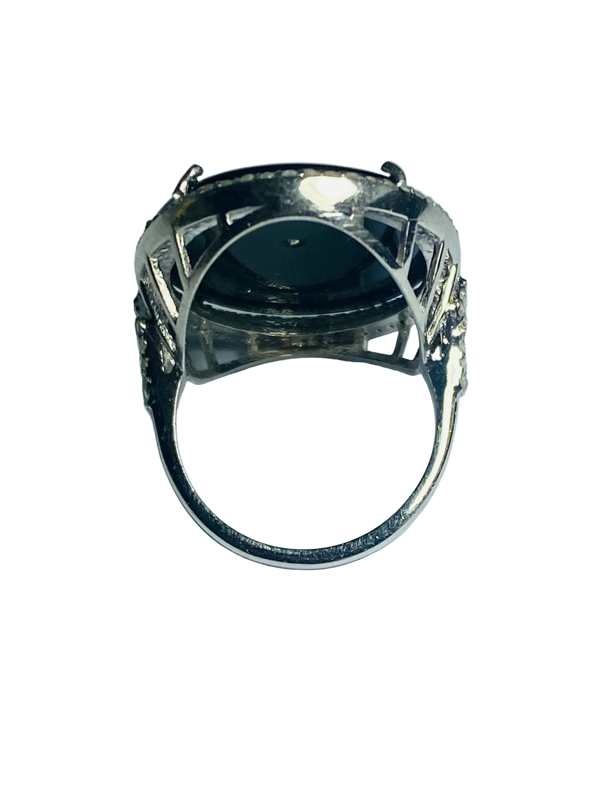 Sapphire Onyx and Diamond Ring in Sterling Silver