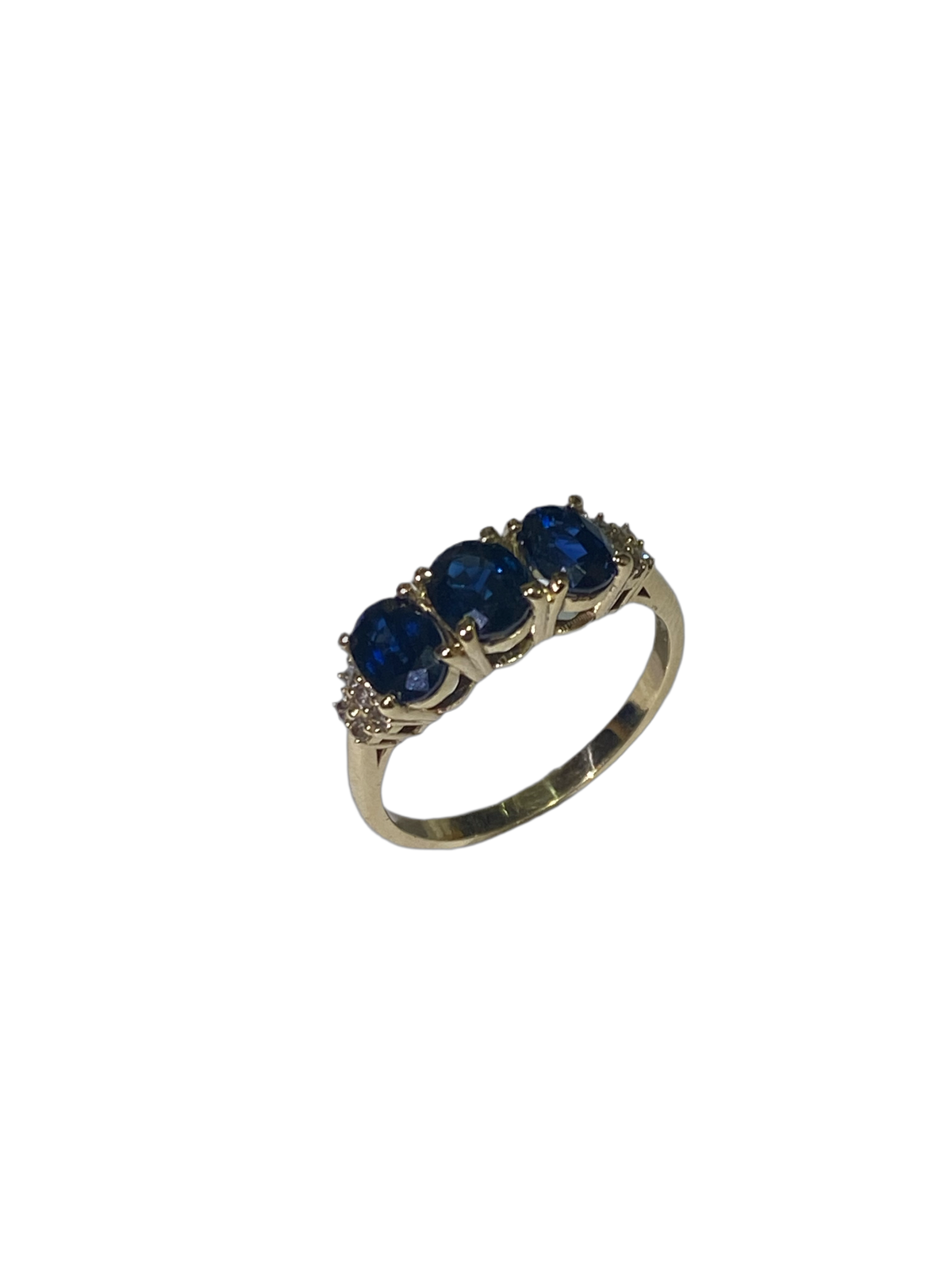 18ct Yellow Gold Sapphire and Diamond Trilogy Ring