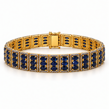 18ct Gold-Plated Silver Sapphire & Diamond Bracelet