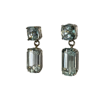 9ct White Gold Cushion Cut Aquamarine Stud Drop Earrings