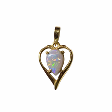 9ct Yellow Gold Solid Opal Heart Pendant