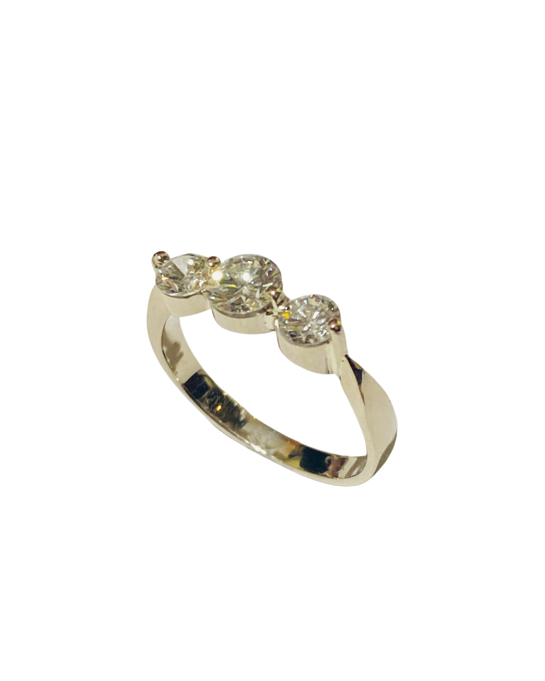 9ct White Gold Diamond Trilogy Ring
