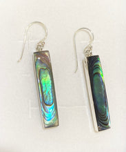 Sterling silver rectangle Abalone shell drop earrings 34mm