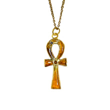 Brass and Enamel Ankh Necklace