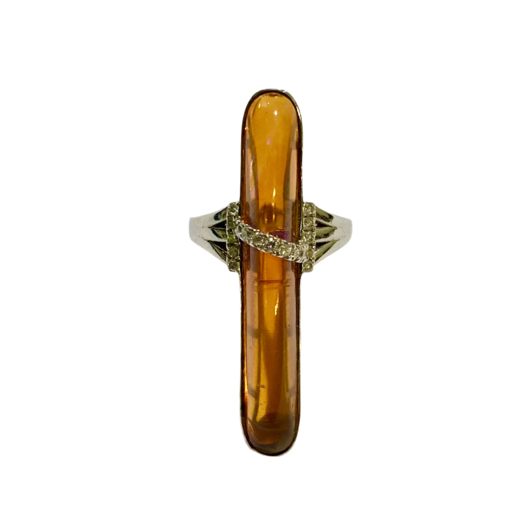 9ct White Gold Dragons Breath and Diamond Ring