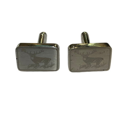 Silver Laser Engraved Stag Cufflinks