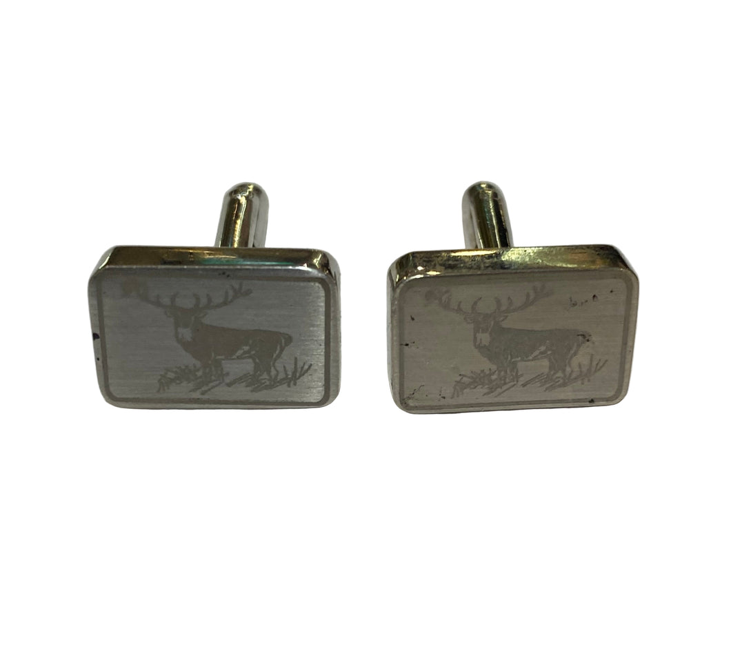 Silver Laser Engraved Stag Cufflinks