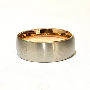 Brushed Titanium and Rose Gold Band