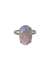 9ct White Gold Solid Black Opal Ring