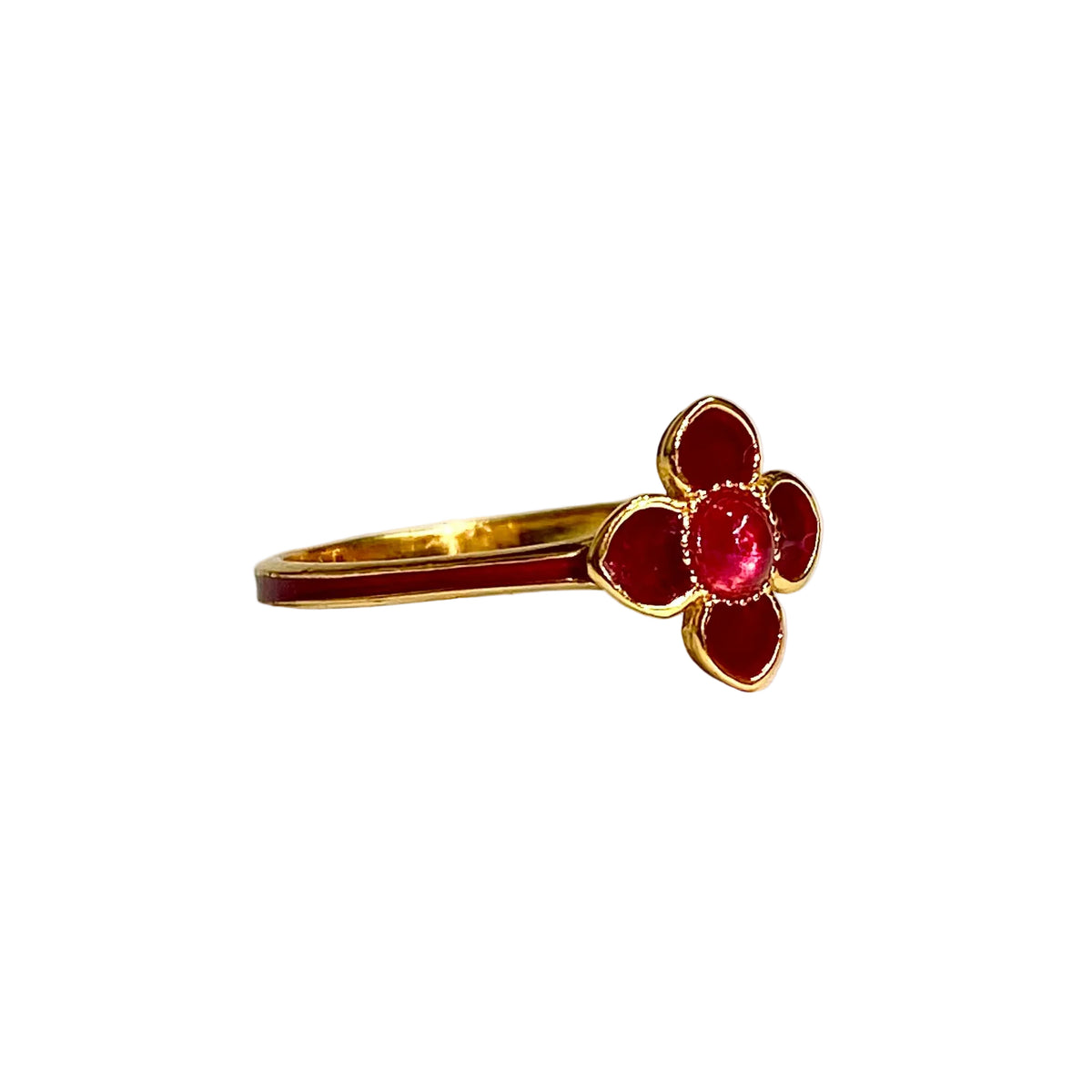 Sterling Silver Gold Plate Enamel Flower Ring