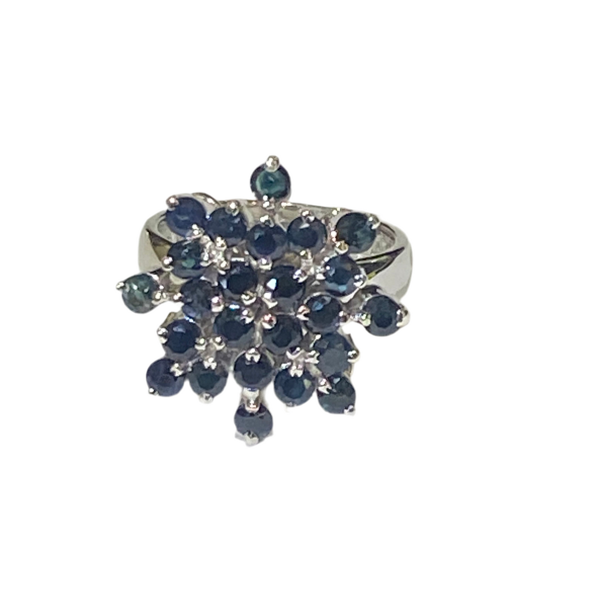 Sterling Silver Natural Blue Multiset Sapphire Ring