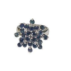 Sterling Silver Natural Blue Multiset Sapphire Ring