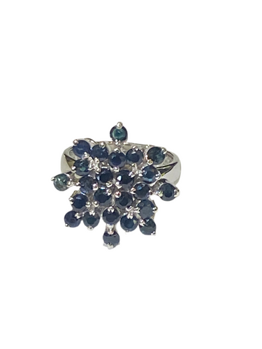 Sterling Silver Natural Blue Multiset Sapphire Ring