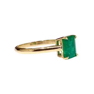 9ct Yellow Gold Natural Emerald Solitaire Ring