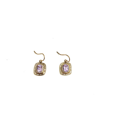18ct Yellow Gold Amethyst and Diamond Drop Earrings