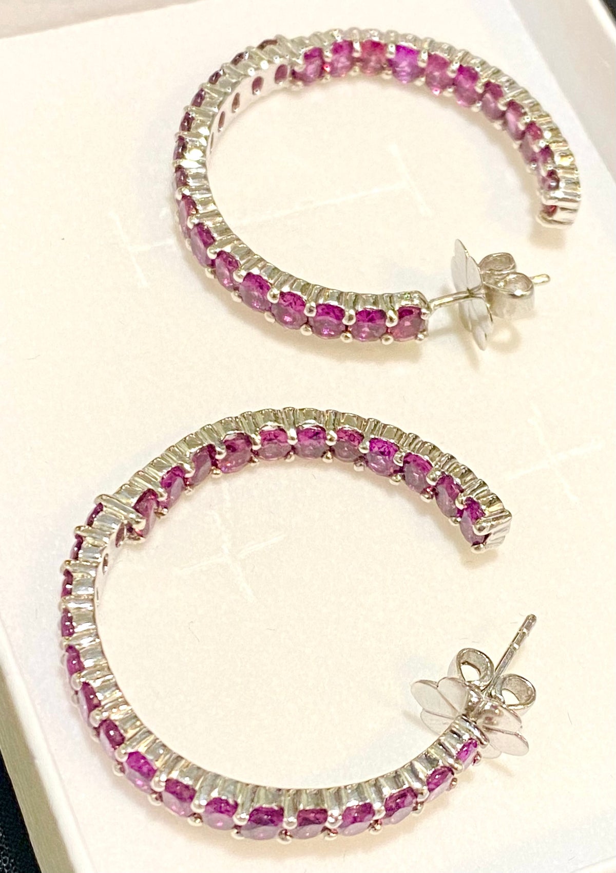 Rhodolite Garnet Sterling Silver Hoop earrings