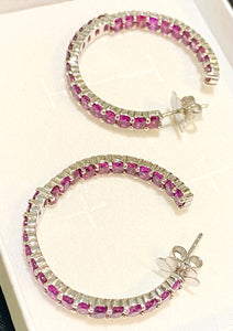 Rhodolite Garnet Sterling Silver Hoop earrings