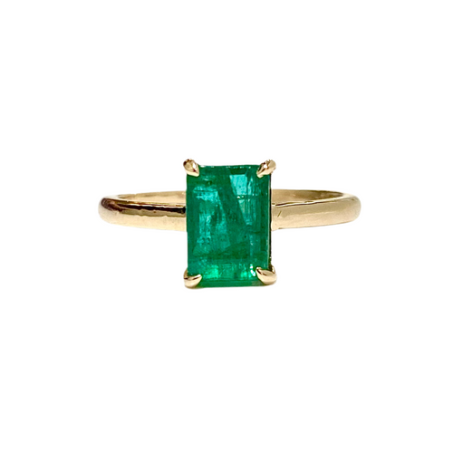 9ct Yellow Gold Natural Emerald Solitaire Ring