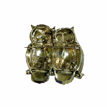 Sterling Silver Enamel Twin Owl Brooch
