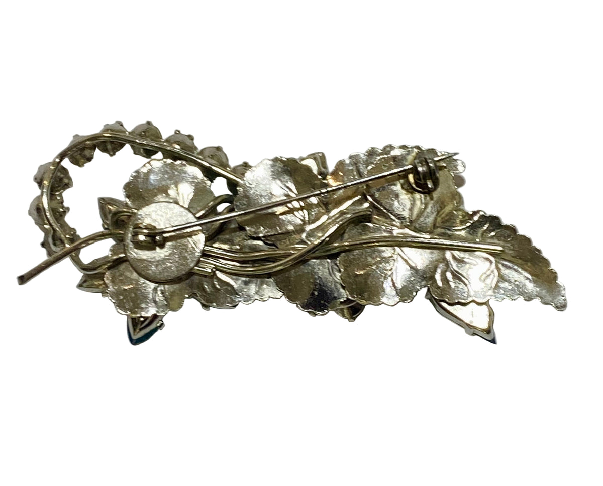 Vintage crystal floral brooch