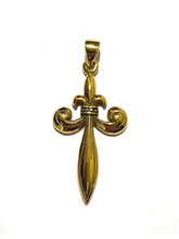 Sterling Silver Gold Plate Fleur-de-lis Pendant