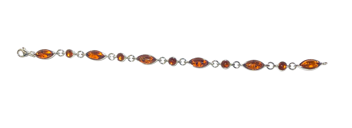 Sterling Silver Amber Bracelet – 210mm