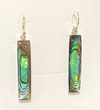 Sterling silver rectangle Abalone shell drop earrings 34mm
