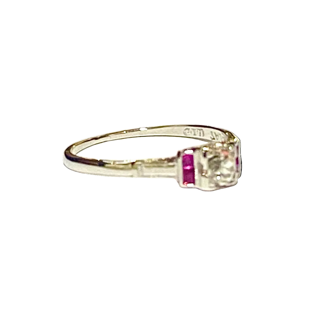 18ct White Gold Diamond and Ruby Ring