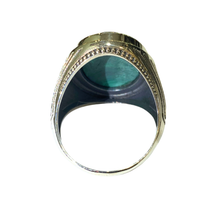 Sterling Silver Malachite Cabochon Signet Ring
