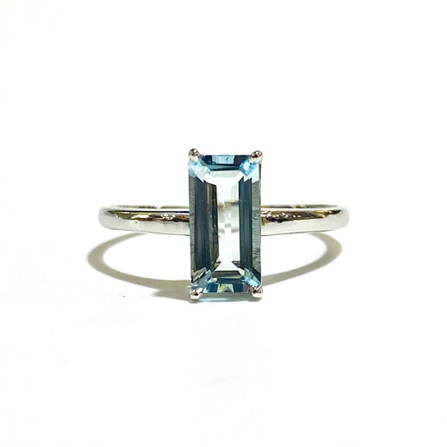 9ct White Gold, 1.2ct Natural Aquamarine Ring