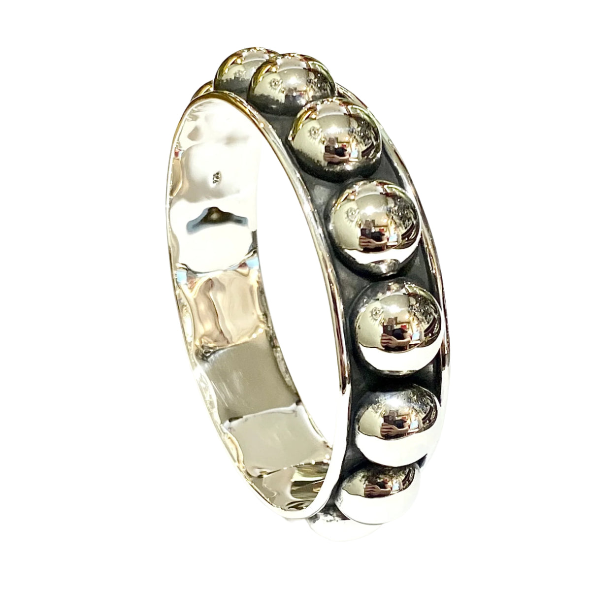 Sterling Silver Large Bauble Solid Bangle