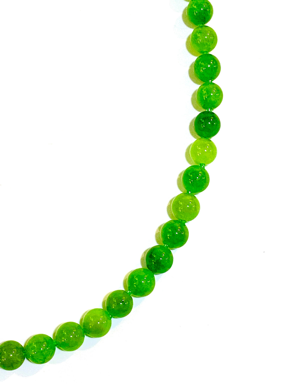 Green Agate Necklace with Silver Clasp