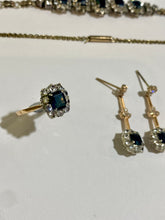 Antique 9ct White Gold Blue Sapphire Evening Set – Necklace, Earrings, Ring & Bracelet