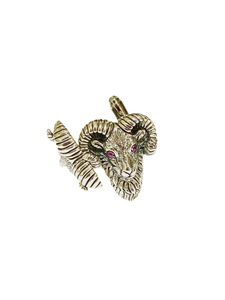 Sterling Silver Rams Head Cufflinks with Ruby