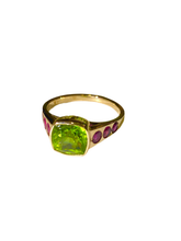 Peridot and Ruby Ring in 9ct Gold