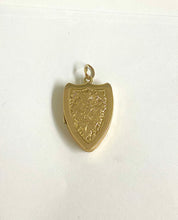 Sterling Silver Gold Plate Engraved Shield Locket
