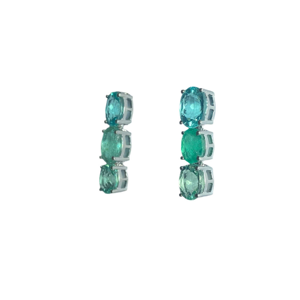 Paraiba Tourmaline, Apatite, 9ct White Gold earrings