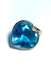 9ct Yellow Gold Blue Topaz Heart Pendant