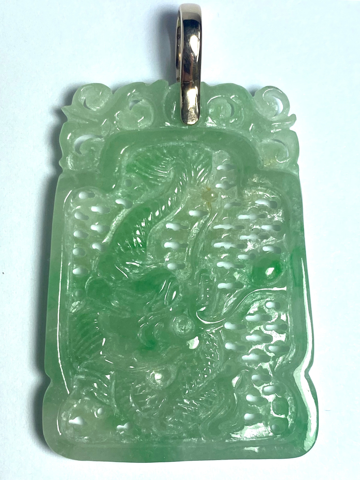 9ct Yellow Gold Carved Jadeite Pendant