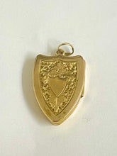 Sterling Silver Gold Plate Engraved Shield Locket