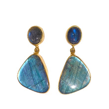 Sterling Silver Gold Plate Labradorite Drop Earrings